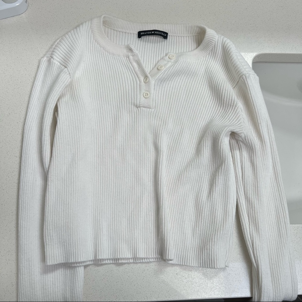 Brandy Melville Henley Ribbed Sweater